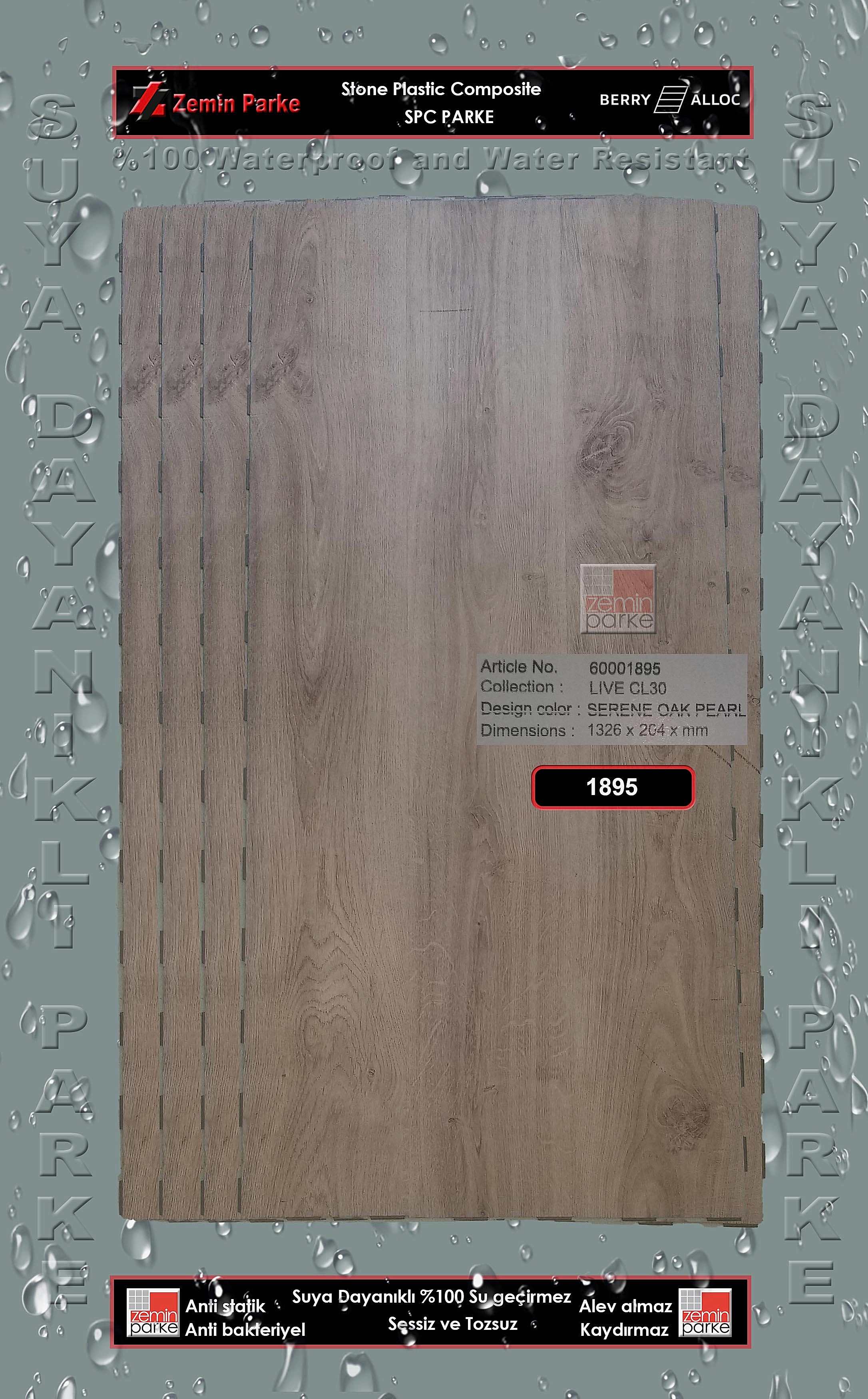 BerryAlloc Live CL30 SPC Serene Oak Pearl 1895 Suya Dayanıklı Parke
