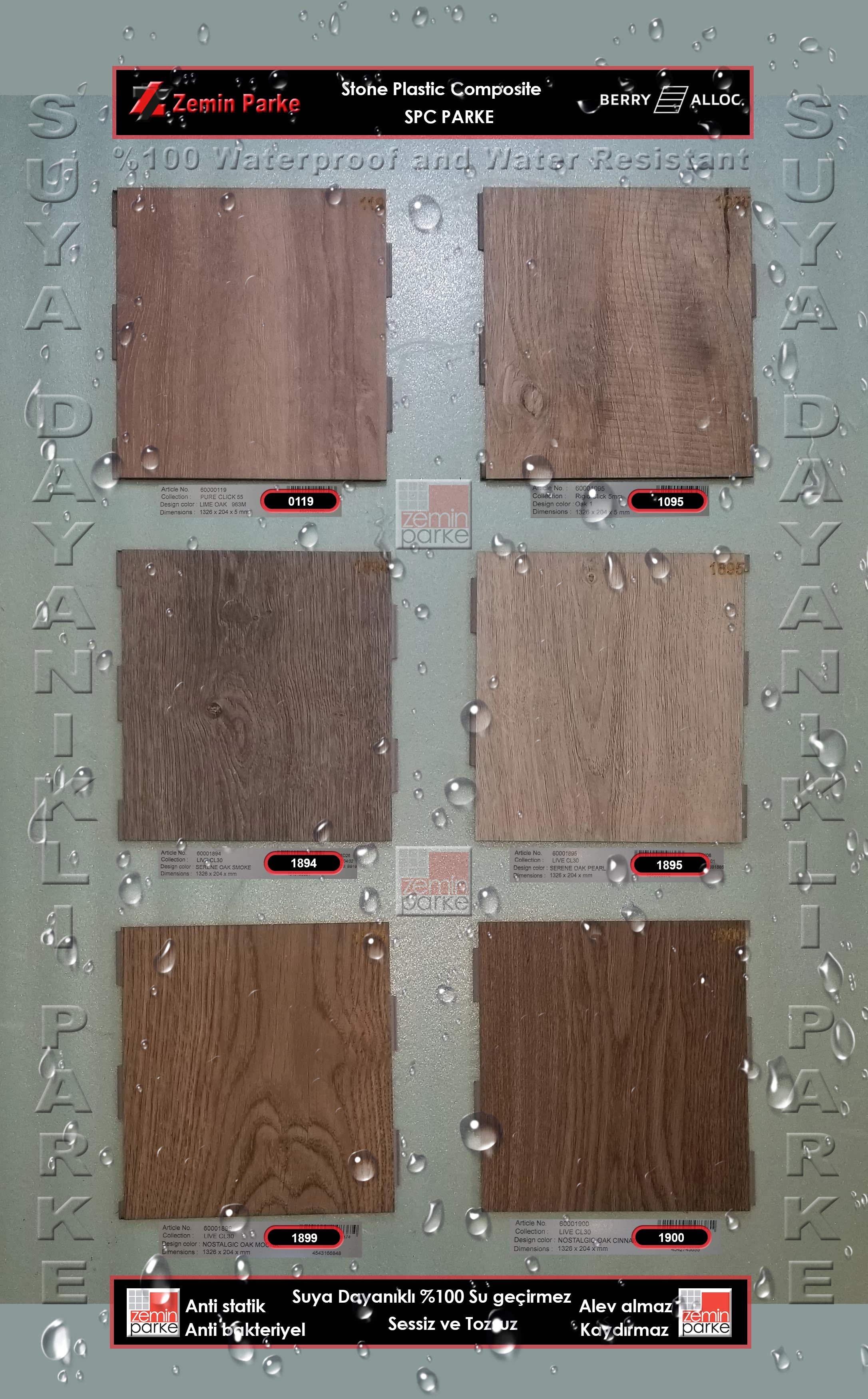 BerryAlloc Live CL30 SPC Serene Oak Smoke 1894 Suya Dayanıklı Parke
